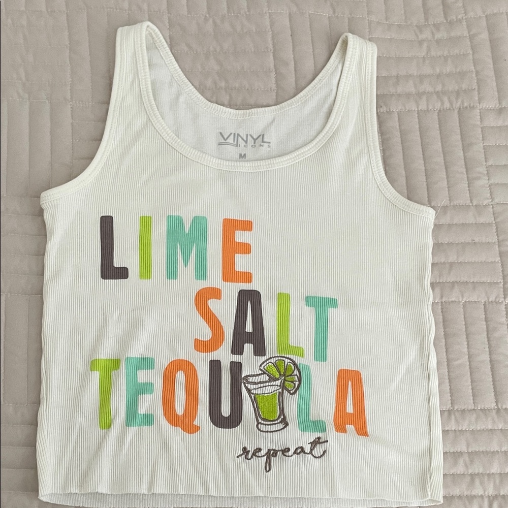 Vinyl White Graphic Tank Top